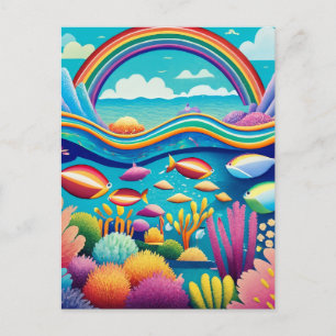 Carte Postale Coloré sous-marin sous l'arc-en-ciel