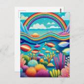 Carte Postale Coloré sous-marin sous l'arc-en-ciel (Devant / Derrière)