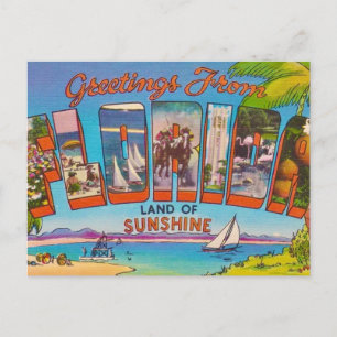 Carte Postale Coloré Vintage Floride 