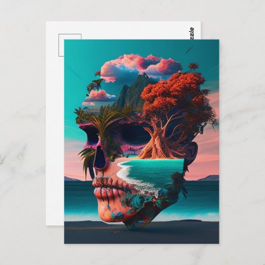 Carte Postale Colored skull (Devant / Derrière)