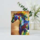 Carte postale Colorée Cheval Collage (Debout devant)