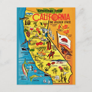 Carte postale colorée de Californie