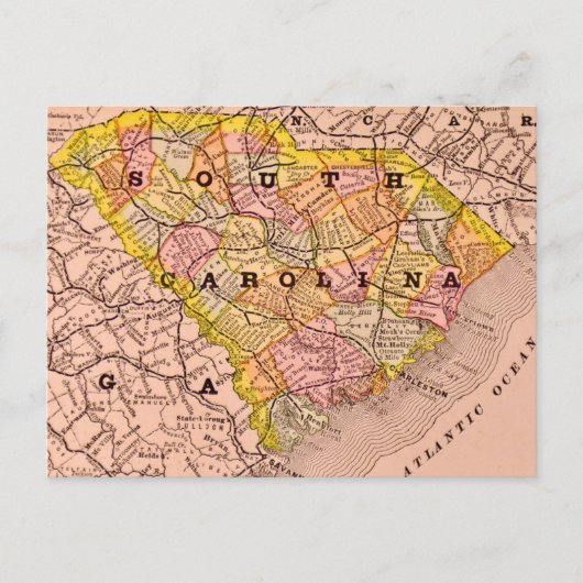 Carte postale colorée de Caroline du Sud (Devant)
