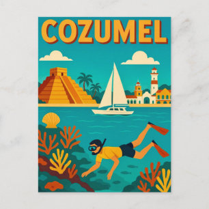 Carte postale colorée de Cozumel Mexique