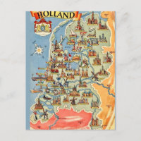 Carte postale colorée de Hollande