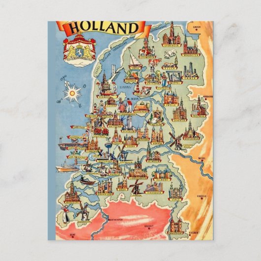 Carte postale colorée de Hollande (Devant)