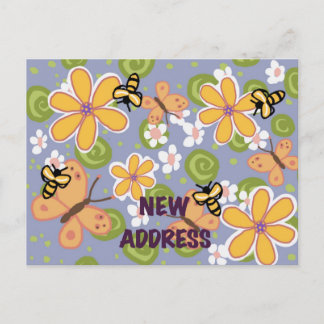 Carte postale colorée de jardin annonçant une nouv
