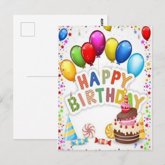 Carte postale colorée de joyeux anniversaire (Devant / Derrière)