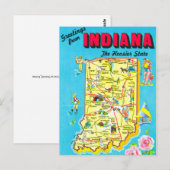 Carte postale colorée de l'Indiana (Devant / Derrière)