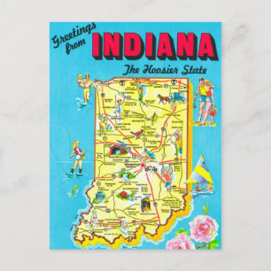 Carte postale colorée de l'Indiana