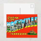 Carte postale colorée de Nashville (Devant / Derrière)
