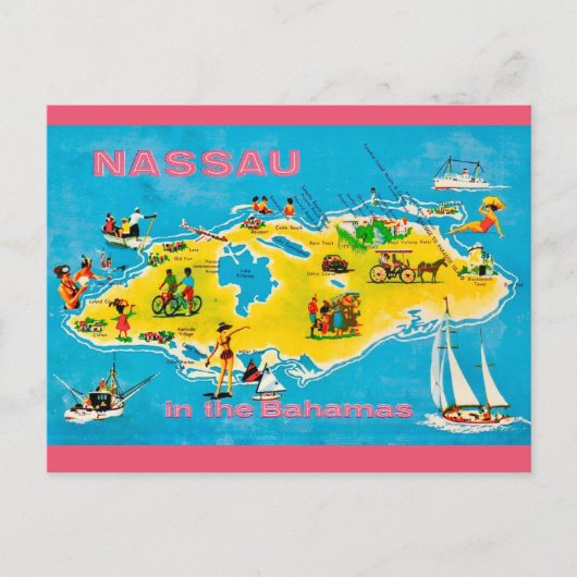 Carte postale colorée de Nassau (Devant)