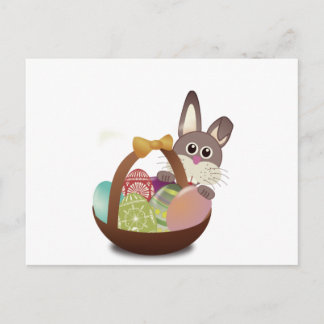 Carte Postale Colorée De Pâques Bunny Et Oeufs