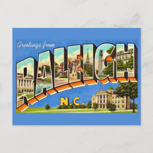 Carte postale colorée de salutations de Raleigh