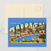 Carte postale colorée de salutations de Raleigh (Devant / Derrière)