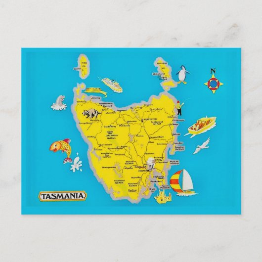 Carte postale colorée de Tasmanie (Devant)