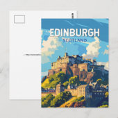 Carte postale colorée d'Édimbourg Écosse (Devant / Derrière)