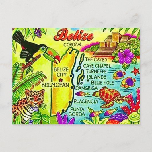 Carte postale colorée du Belize (Devant)