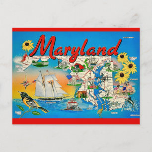 Carte postale colorée du Maryland