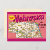 Carte postale colorée du Nebraska (Devant / Derrière)