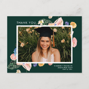 Carte Postale Colorée été Floral Graduation Merci photo 