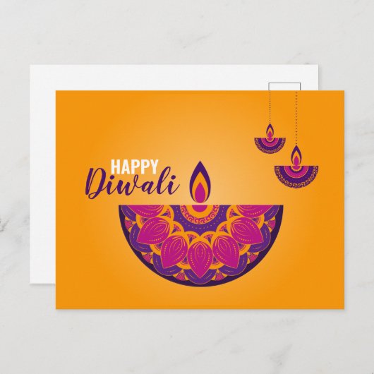 Carte postale colorée Happy Diwali (Devant / Derrière)