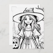 Carte Postale Colorez-Vous ! Halloween Witch (Devant / Derrière)