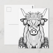 Carte Postale Colorez-Vous ! Highland Cow (Devant / Derrière)
