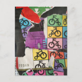 Carte Postale Colorful Bicycles mixed media collage (Devant)