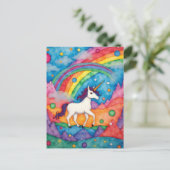 Carte Postale Colorful Childlike Fantasy Unicorn (Debout devant)