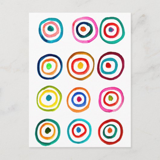 Carte Postale Colorful circle rainbow watercolor (Devant)