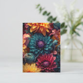 Carte Postale colorful dahlia flowers in dark colors (Debout devant)
