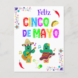 Carte Postale Colorful Festive Cinco de Mayo 2025 Dancing Cactus