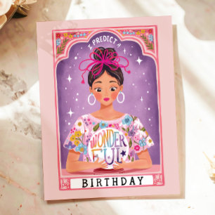 Carte Postale Colorful Fortune Teller Tarot Illustré Anniversair
