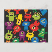 Carte Postale Colorful Fun Monsters Créatures Motif (Devant)