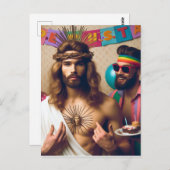 Carte Postale Colorful Funny Joyeux anniversaire Jésus (Devant / Derrière)