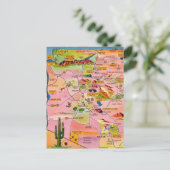 Carte Postale Colorful Illustrated Arizona Map Postcard (Debout devant)