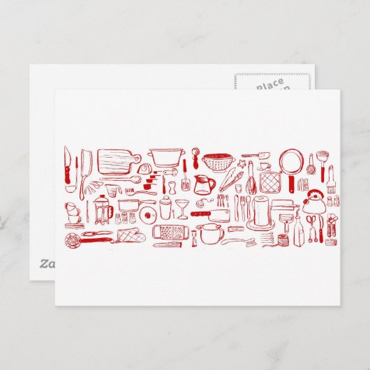 Carte Postale Colorful Kitchen Pattern (Devant / Derrière)