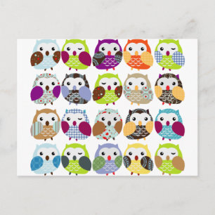 Carte Postale Colorful Owl Pattern