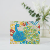 Carte Postale Colorful Peacock et Fleurs (Debout devant)