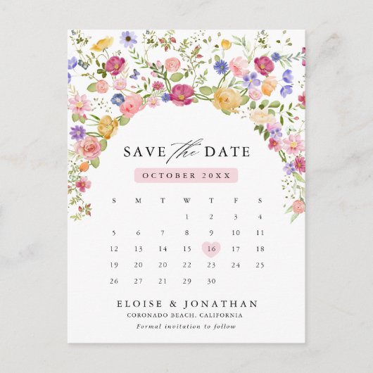Carte Postale Colorful Spring Fleur sauvage Meadow Enregistrer l (Devant)