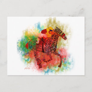 Carte Postale Colorful Thoroughbred en typographie