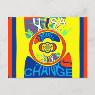 Carte Postale Colorful USA Change : Un design festif
