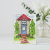 Carte Postale Colorful Watercolor House Painting (Debout devant)
