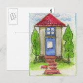 Carte Postale Colorful Watercolor House Painting (Devant / Derrière)