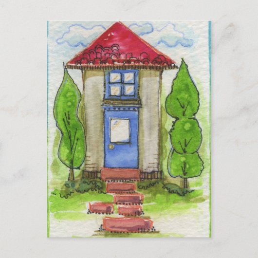 Carte Postale Colorful Watercolor House Painting (Devant)
