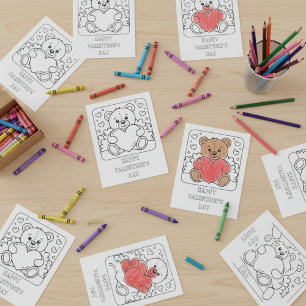 Carte Postale Coloriage de la Saint-Valentin Ourson pour les élè