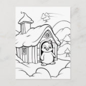 Carte Postale Coloriage des enfants de pingouins (Devant)