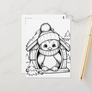 Carte Postale Coloriage des enfants de pingouins