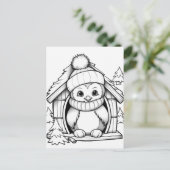 Carte Postale Coloriage enfants manchots festifs (Debout devant)